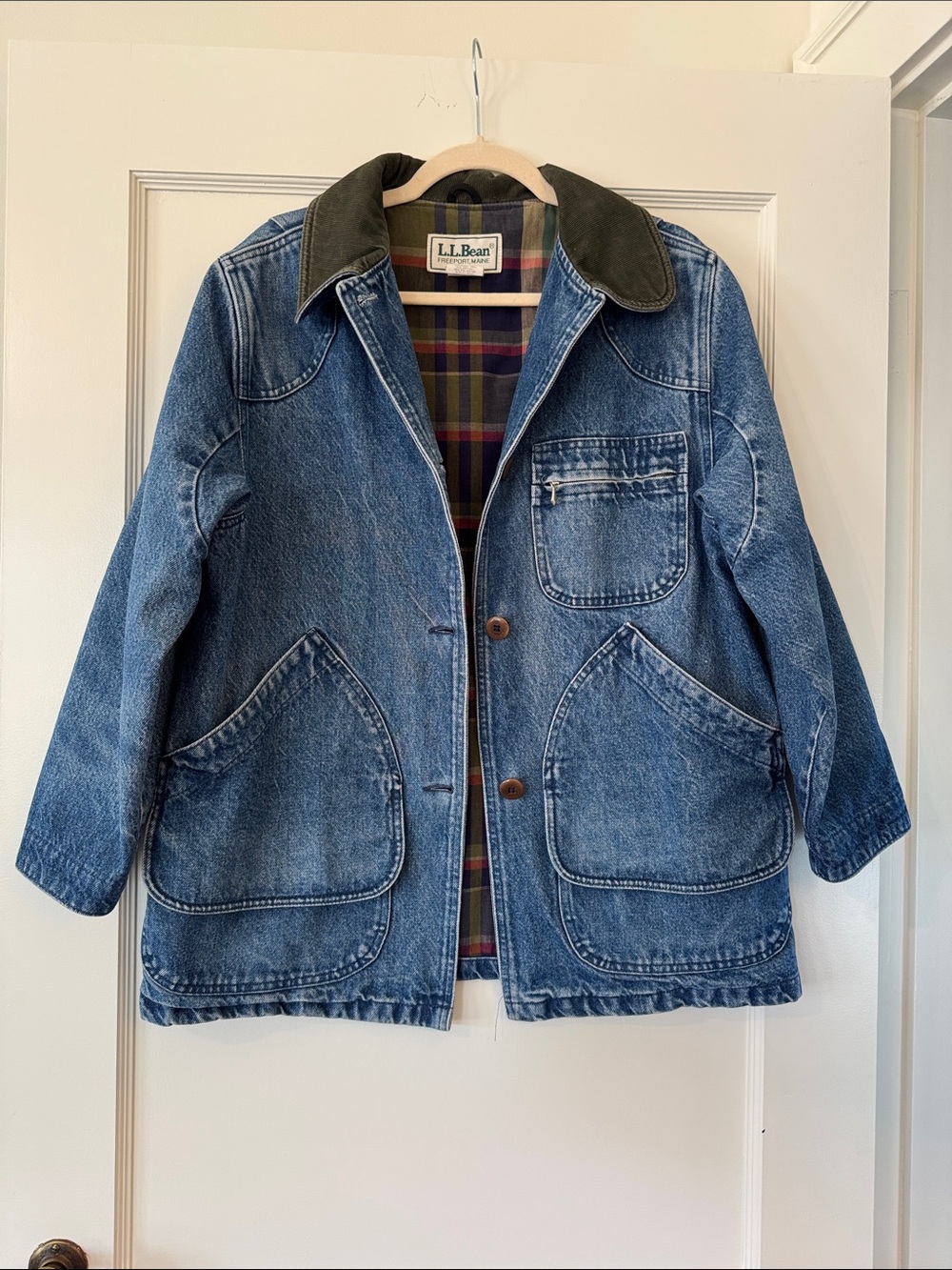 Vintage 90s LL Bean Denim Chore Coat / Barn Jacket